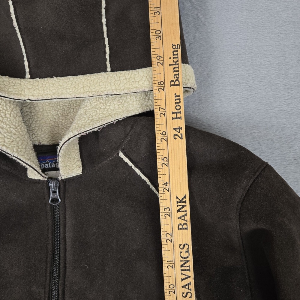 Patagonia Shearling Fleece Hoody Womens Large Brown Full Zip Coat Jacket 27030 - Picture 6 of 7